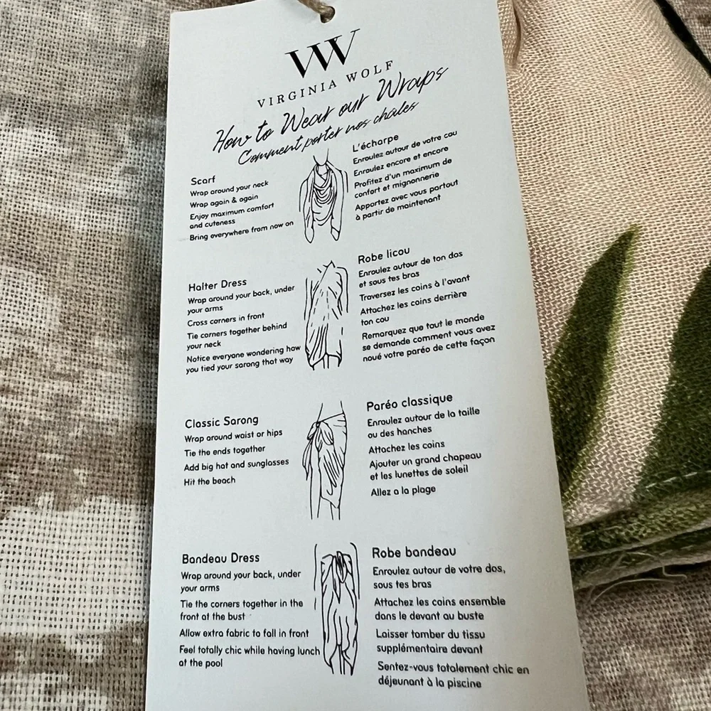 Virginia Wolf NWT Wrap, style many different ways, 42”x80”